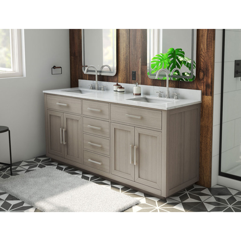 Dexterity 72" Double Bathroom Vanity Set, Gray Oak