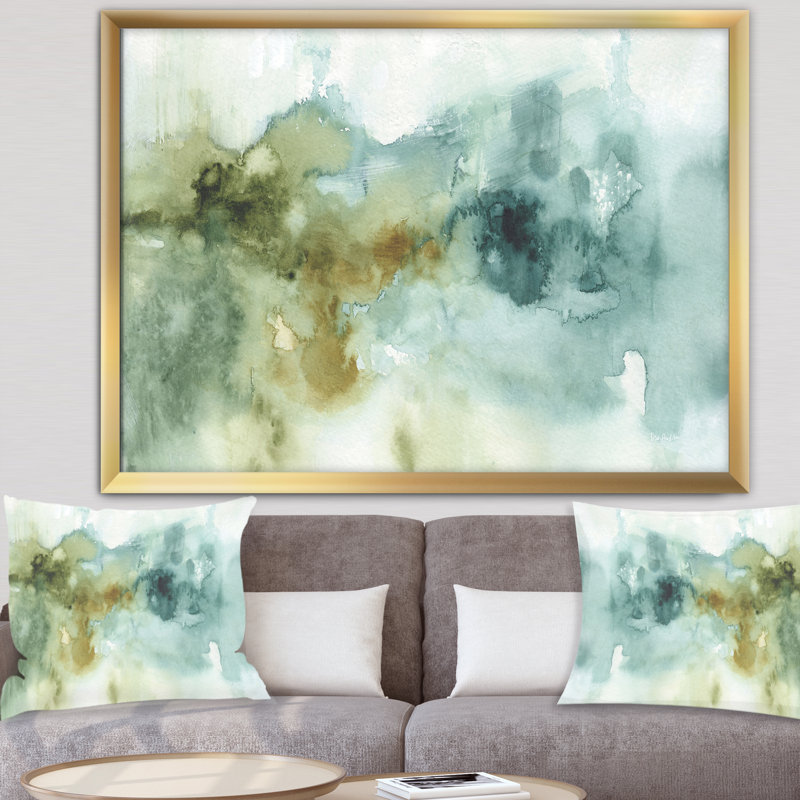 «Abstract Watercolor Green House», reproduction d'art sur toile, Cadre doré, H 36 po x l 46 po x P 1,5 po