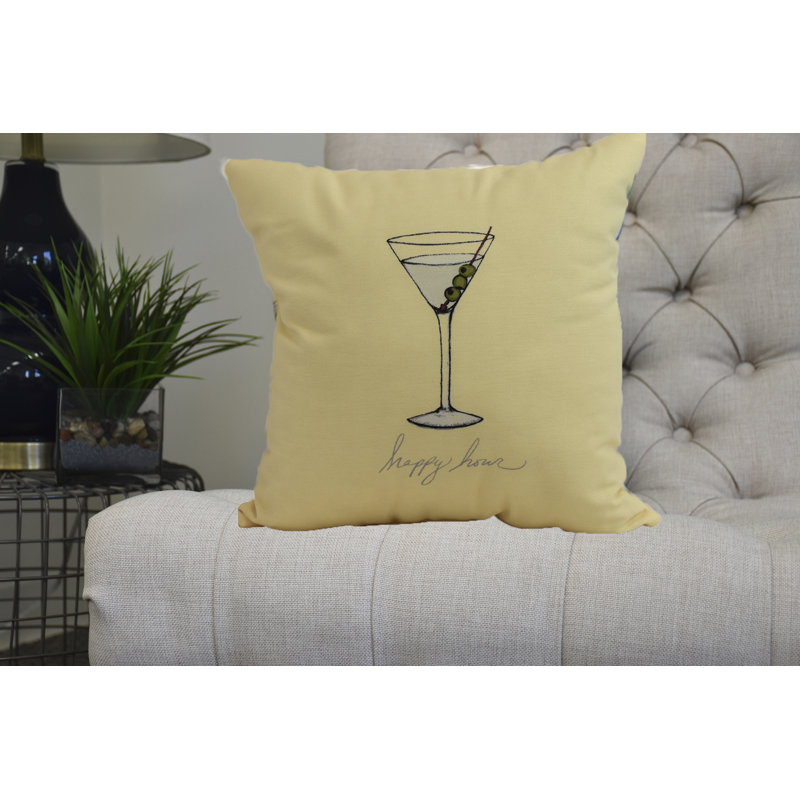 Palm Beach Reversible Throw Pillow, 16" H x 16" W, Yellow