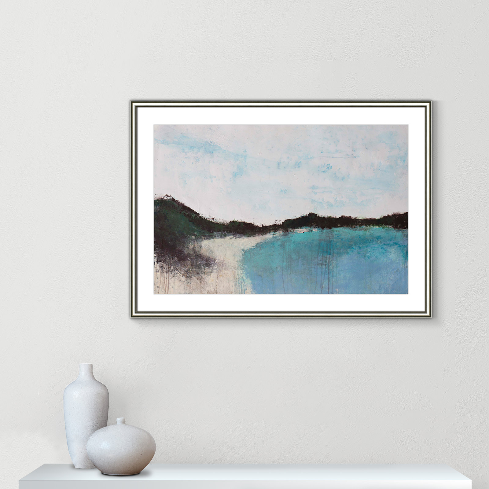 Mountainside Lakeview III Print, 26.75" H x 36.75" W x 0.75" D, Silver Framed