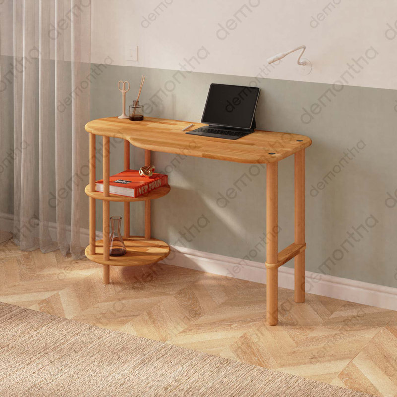 Bureau d'écriture en bois massif Maxi, bureau à domicile en bois de hêtre pour espace de travail