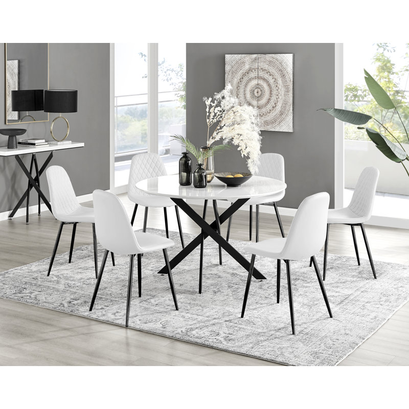 Ensemble repas pour 6 personnes, Blanc / noir