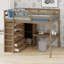 Lit mezzanine en bois moderne, garde-robe intégrée, bureau, tablettes de rangement-129204080