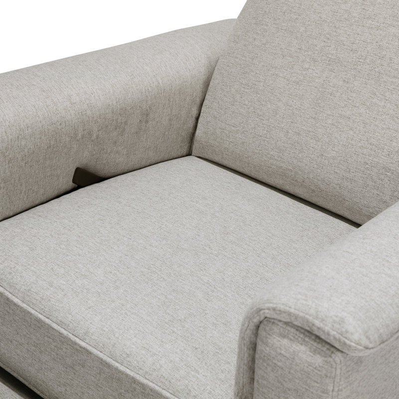 Gray Swivel Recliner with Wooden Legs and Eco-Performance Fabric