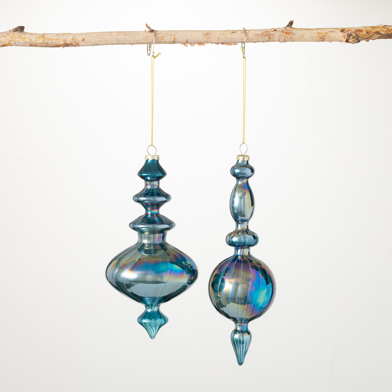 2 Piece Sapphire Solid Finial Ornament Set