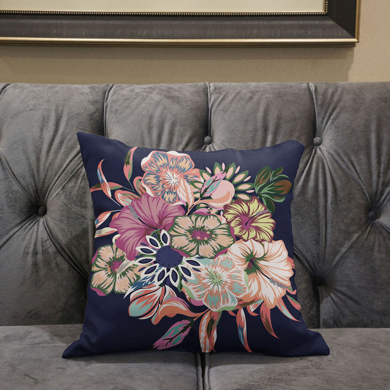 Housse et insert de coussin décoratif en polyester , 18 po x 18 po, Rose / Pêche