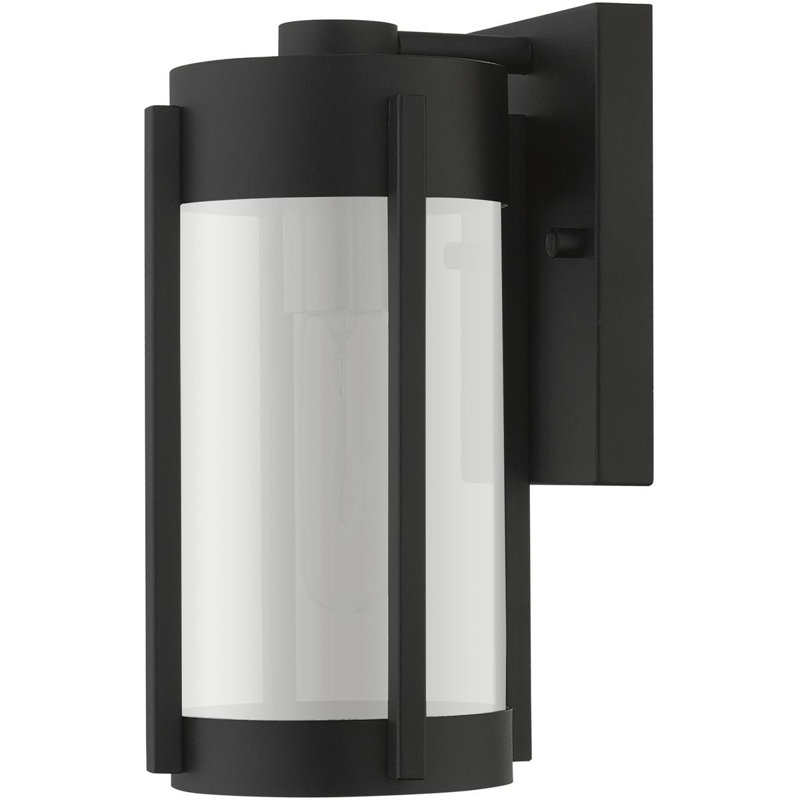 2 Light Outdoor Wall Lantern Pendant, Electrical Plated Smoke Glass Shade, Black