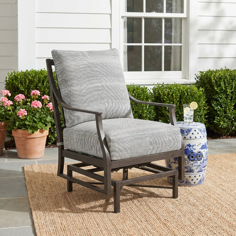 Chaise de patio avec coussins Monaco, Gris ardoise, Lin chambray, No Welt + Dream Fill