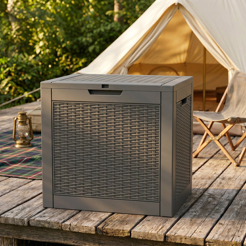 30-gal Water Resistant Resin Lockable Deck Box, Brown-Gray