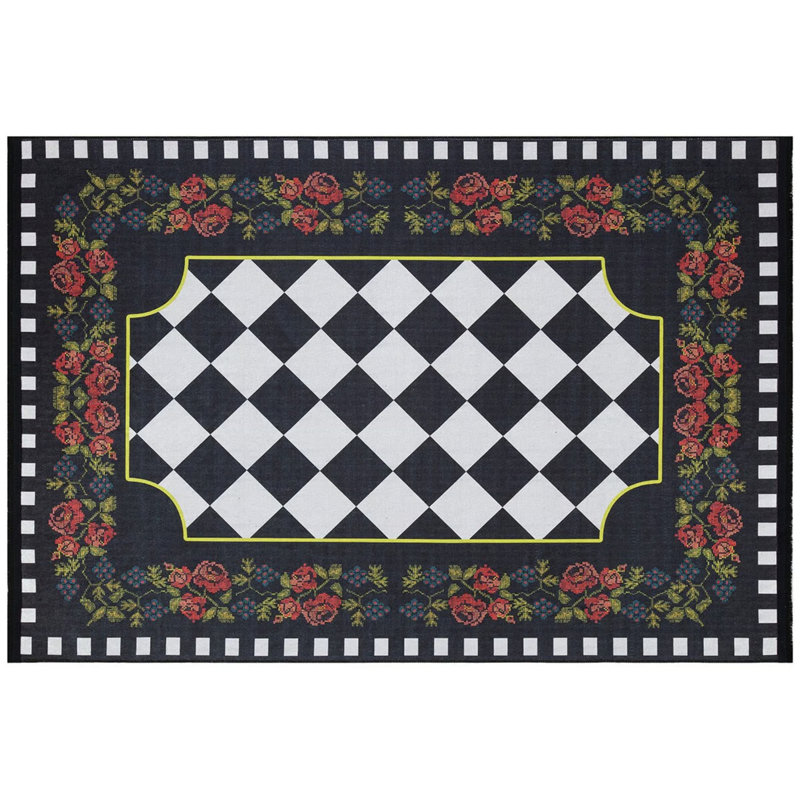 Ryze Cotton Gingham Indoor / Outdoor Rug, Rectangle 3'3" x 6'7"
