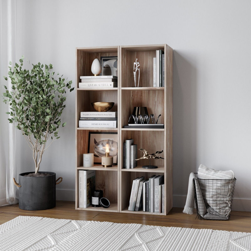 Jerrail 108cm H Cube Bookcase, Oak