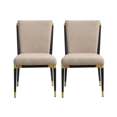 Blondell Modern Glam Iron Upholstered Armless Dining Chair with Toothpick Back