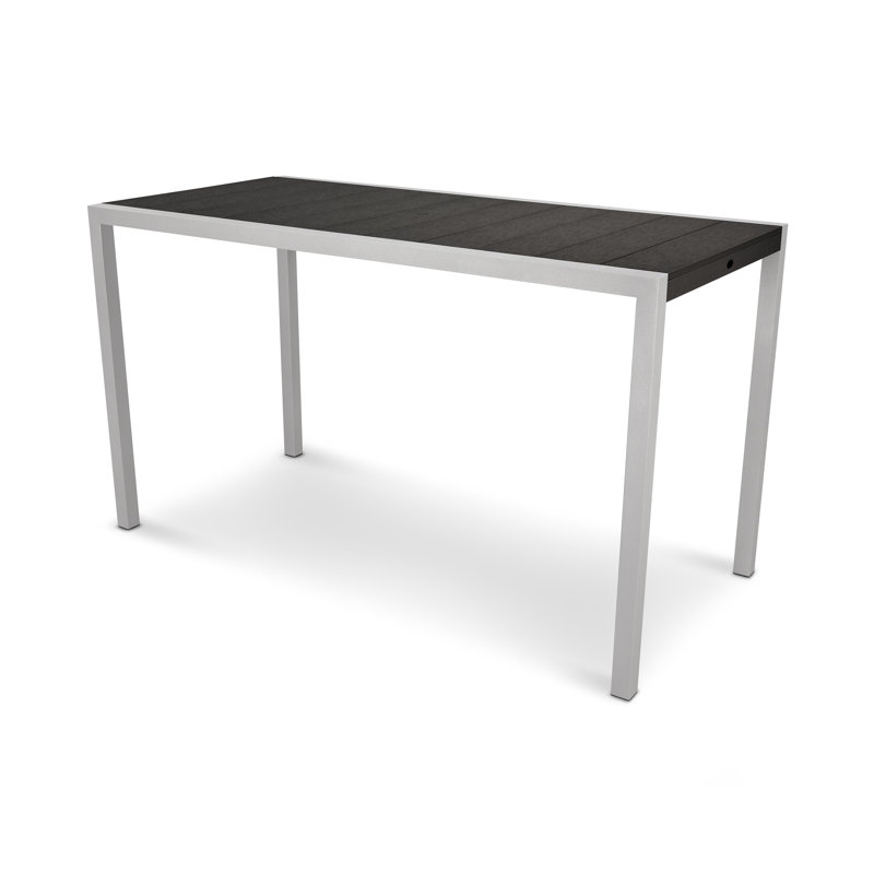Table de bar POLYWOOD Surf City, 36 po x 73 po, Argent texturé / Noir anthracite
