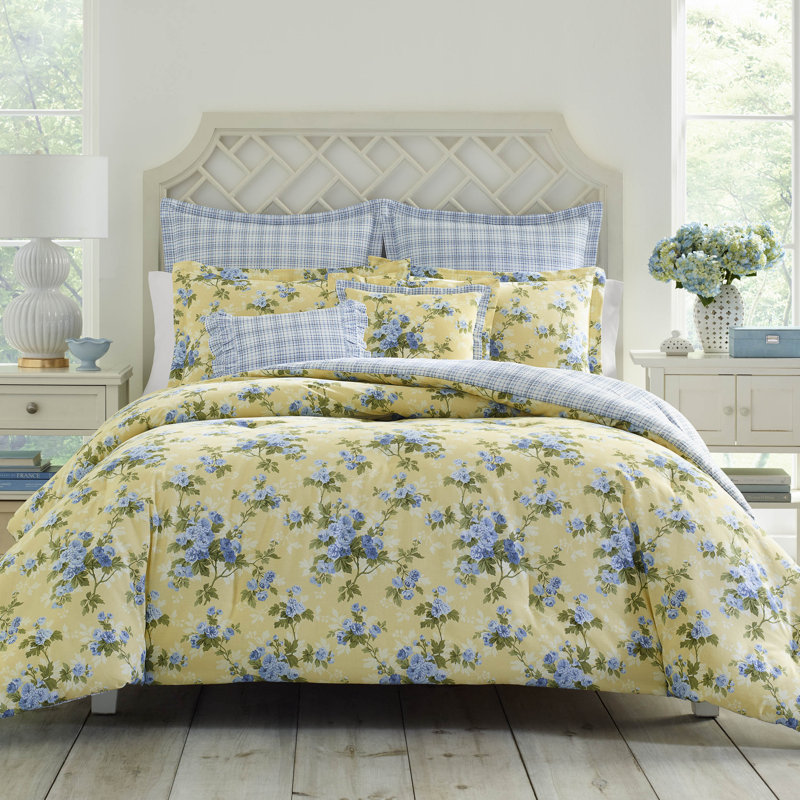 Ensemble d'édredon en coton Laura Ashley Cassidy, Très grand édredon, 4 taies décoratives et 2 co