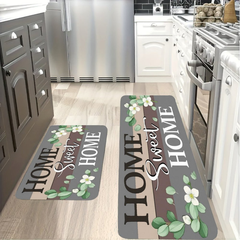 Tapis de cuisine 2 pièces Beige Grey Home Sweet Home
