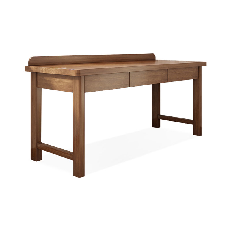 Walnut Rectangular Solid Wood Writing desk with drawers desk, 29.53"H*78.74"W*23.62"D