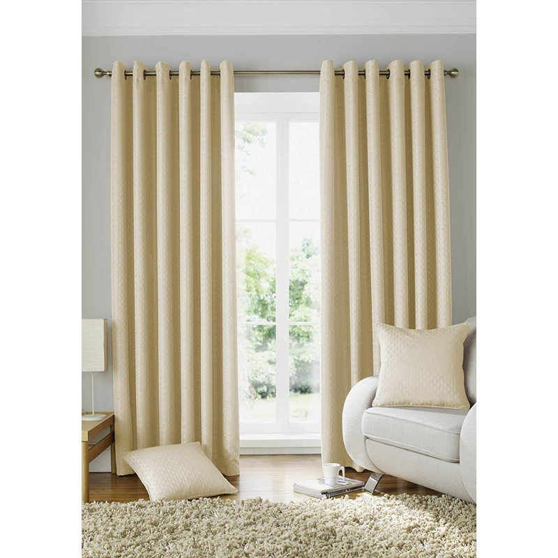Solitaire Room Darkening Curtain Pair, 167 W x 182 D cm, Latte