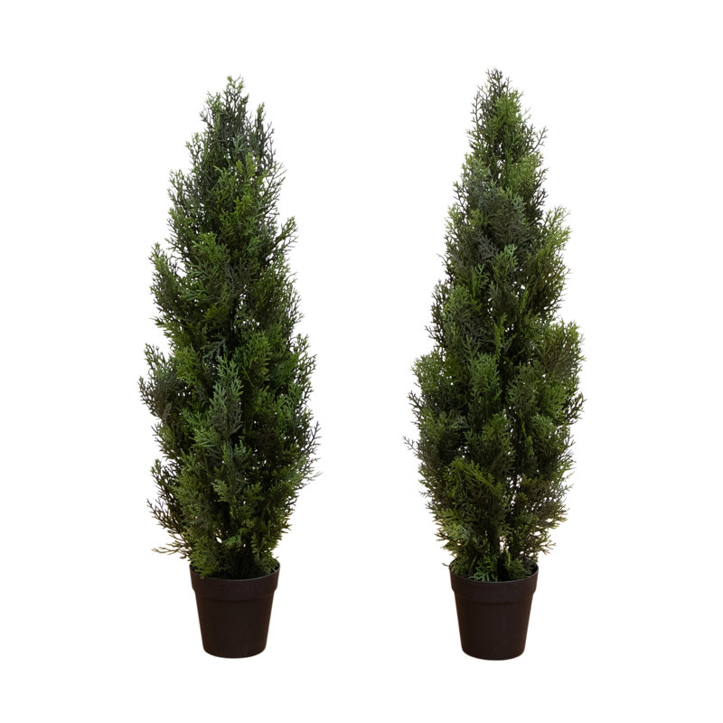 Cèdre artificiel résistant aux rayons UV (intérieur / extérieur) - ensemble de 2, H 36 po x l 12 po x P 12 po