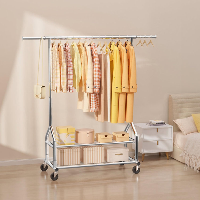 Adjustable Rolling Clothing Rack, Grey