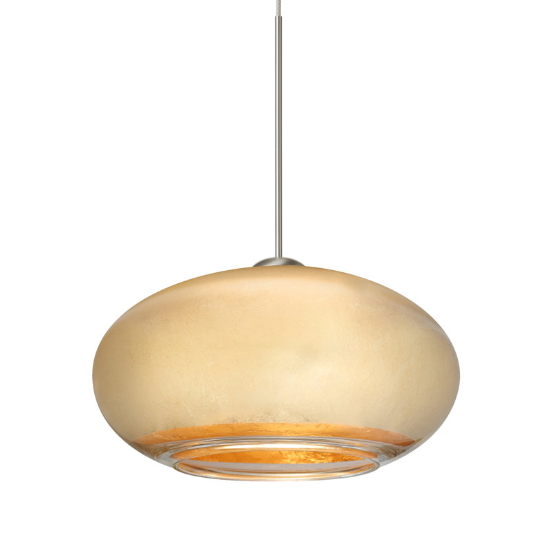Luminaire suspendu sphère 1 lumière Birkdale, Feuille dorée, Nickel satiné