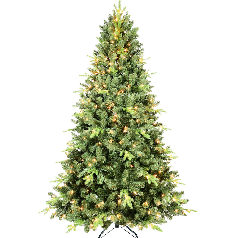 Arbre de Noël de 7 pi avec 450 lumières blanches chaudes, 1875 pointes en PE + branches, branches articulées à installation rapide et facile, support de support en métal stable pré-enfilé