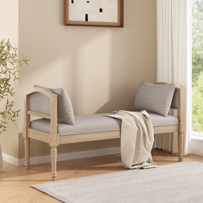 Elora Upholstered Bench With Turned Legs & Side Cushions by NFusion
