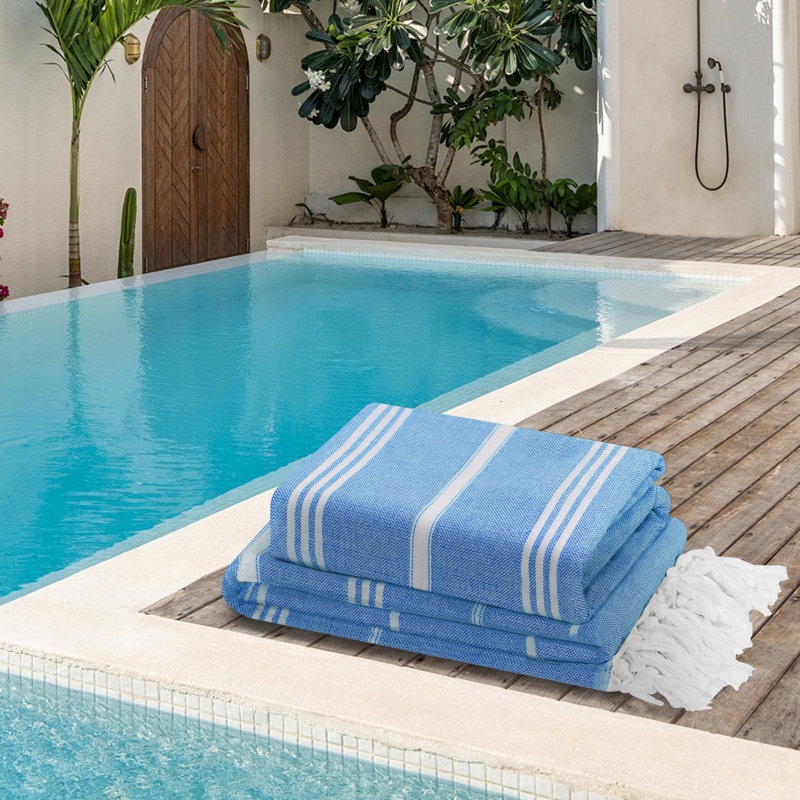2 Pack GREEN Striped Beach Towels With Fringe Quick Dry Turkish Style Towels For Pool Travel And Picnic, Green