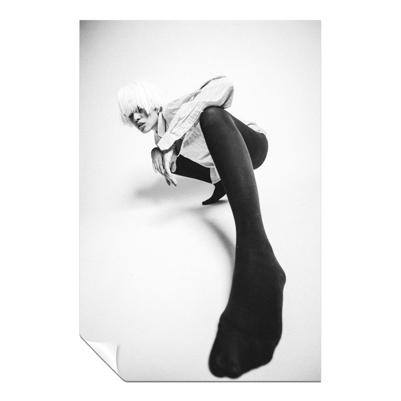 Panther Print Fine Art Prints Black & White Woman Angled Pose Artistic Unframed Poster, Pictures For Home Walls, Bedroom, Living Room & Bathroom Decor - No Frame Print