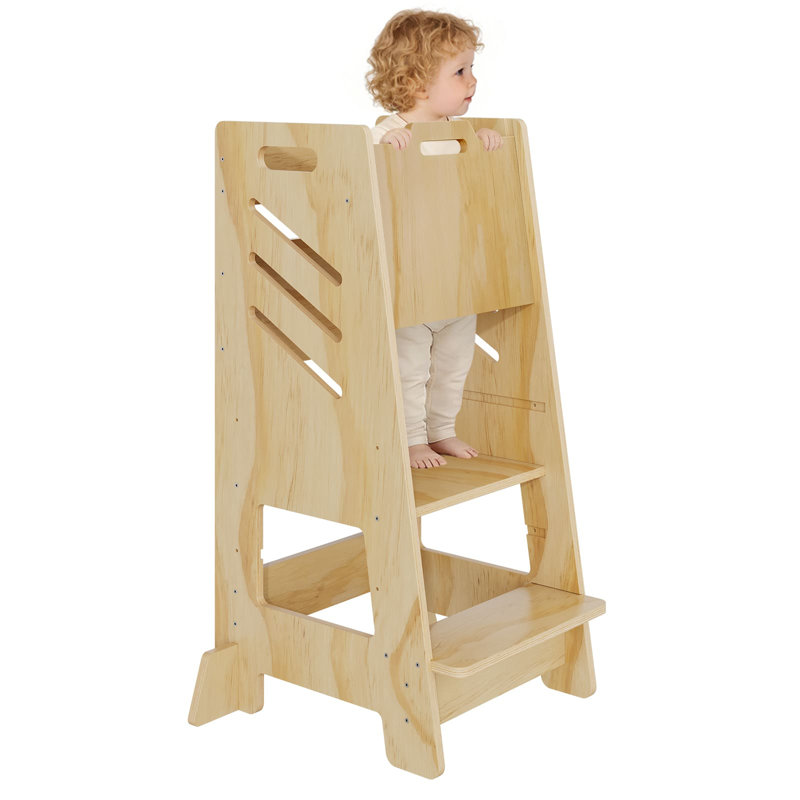 Tour d'apprentissage pour enfants réglable en bois - Montessori, Natural