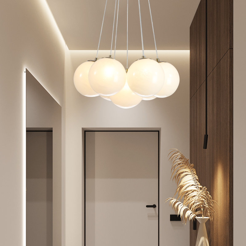 Lustre à grandes boules 17,71 - 29,53 po 7-19 lumières, H 5,9 po x l 17,1 po x P 17,1 po