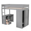 Lit mezzanine simple moderne avec placards gris, bureau et 2 armoires-508618673