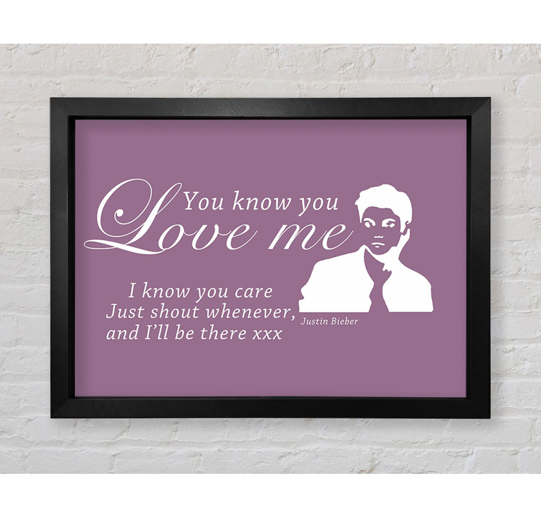 Gerahmter Kunstdruck You Know You Love Me Justin Bieber in Rosa