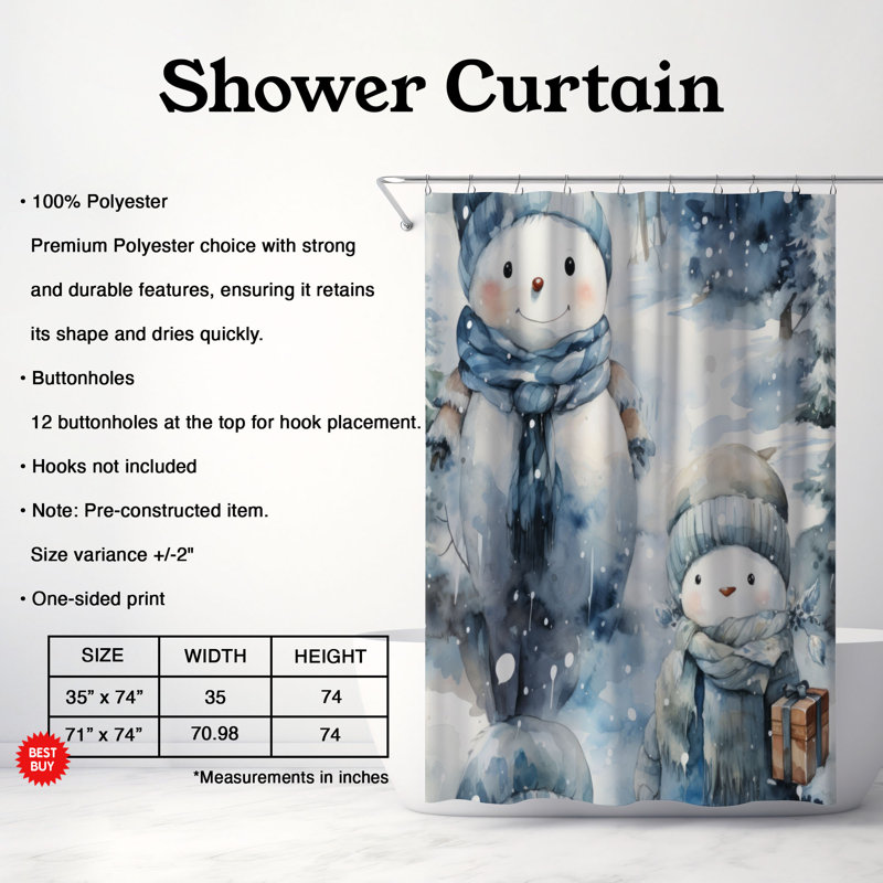 Rideau de douche Glacial, H 74 po x l 71 po
