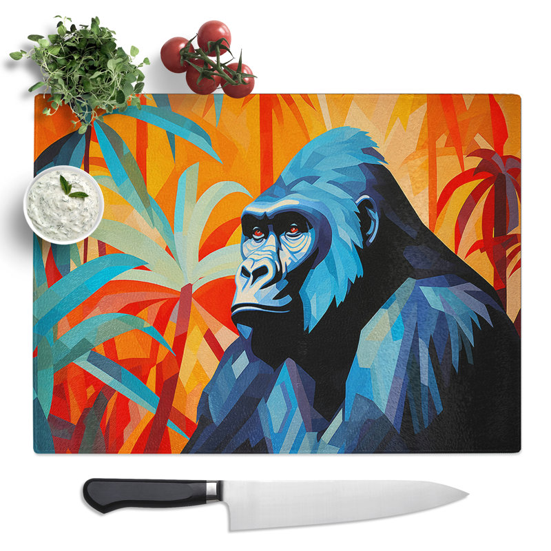 Gorilla Art Deco  Glass Chopping Board