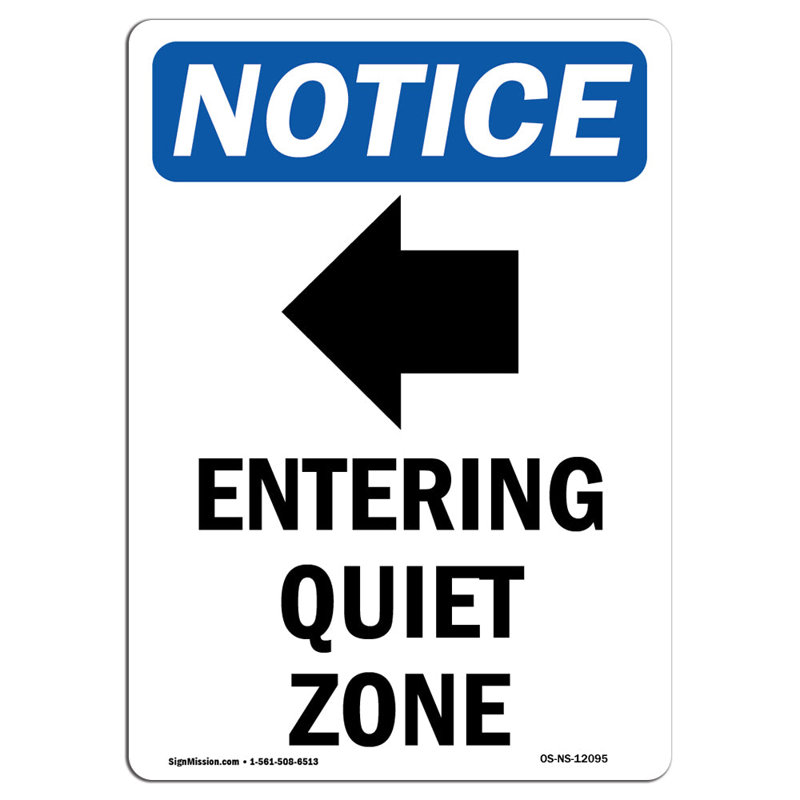 Signe d'entrée dans une zone tranquille avec symbole