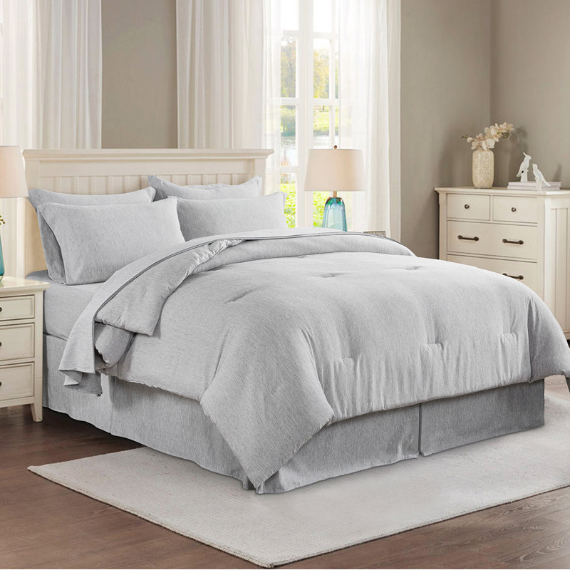 Ensemble d'édredon Soft Cationic, Gris clair, Édredon simple + 3 pièces supplémentaires