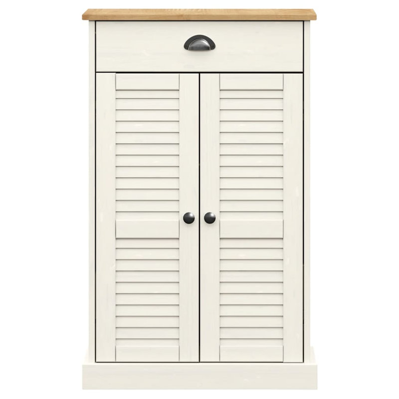 6 Pair Shoe Storage Cabinet, Brown/White