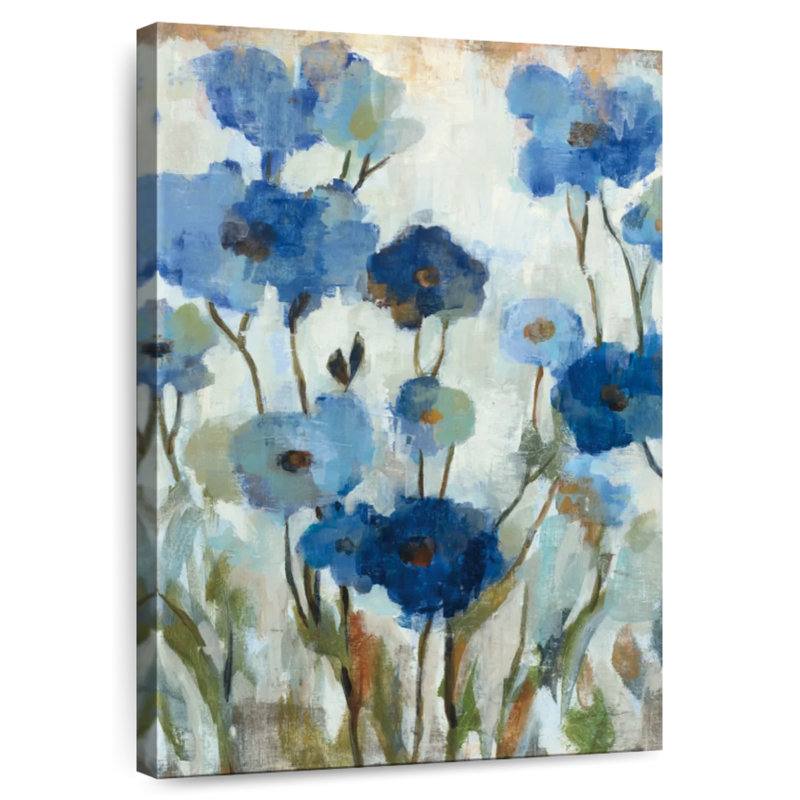 Harnek Abstracted Floral In Blue II, 39" H x 26" W