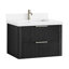 Meuble-lavabo flottant simple 30 po en chêne noir patiné avec plateau en quartz blanc Barcelona-121696730-121696732