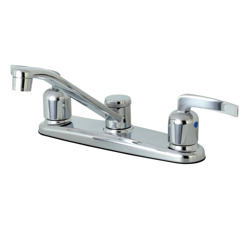 Robinet de cuisine central à deux poignées 8 "Kingston Brass Centurion, Sans douchette latérale