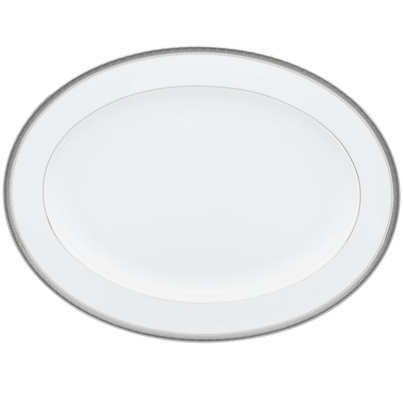 Noritake Charlotta Oval Platter, 1.5" H x 10.25" W x 14" D, Platinum