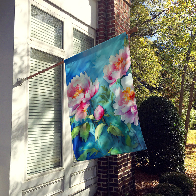 Pivoines dans un drapeau de maison aquarelle