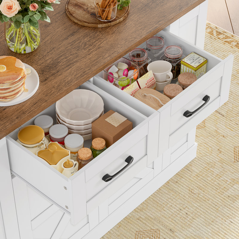 Farm Buffet de ferme extensible l 47,2 po avec abattants et prises de courant | Chariot de service mobile et armoire de rangement