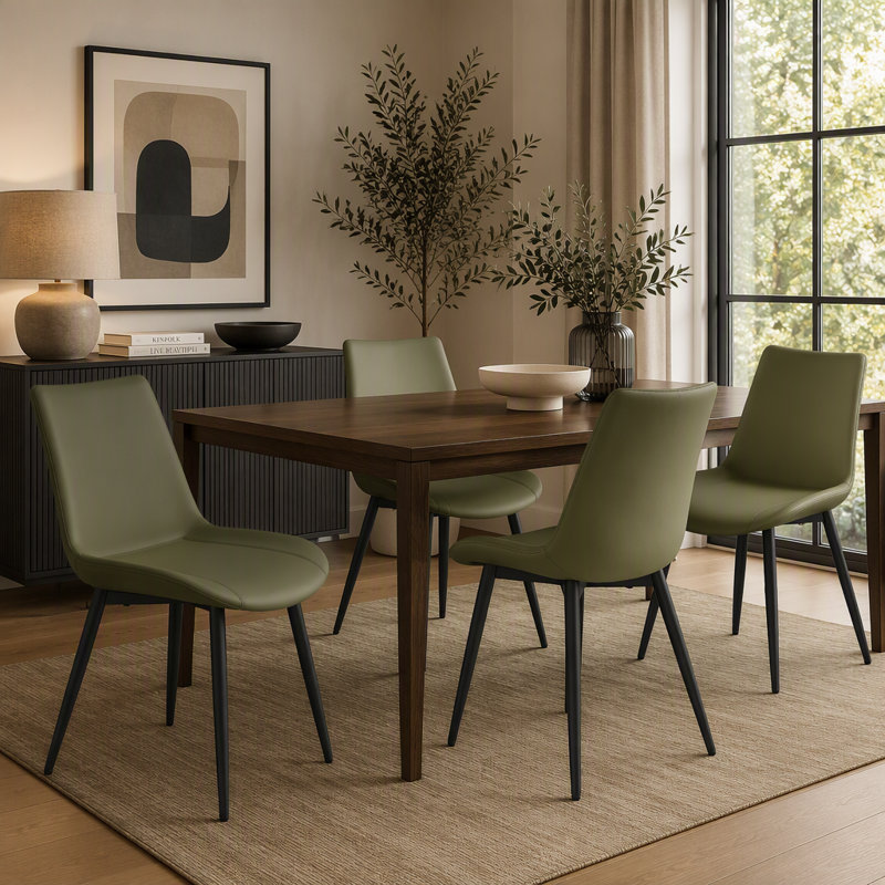 Ensemble moderne de 4 pièces en cuir PU moderne, structure en métal, résistant aux taches, stable et confortable pour divers décors