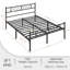Minimalist Metal Slatted Bed Platform with Arrow Design Headboard-1221195389-1221307250