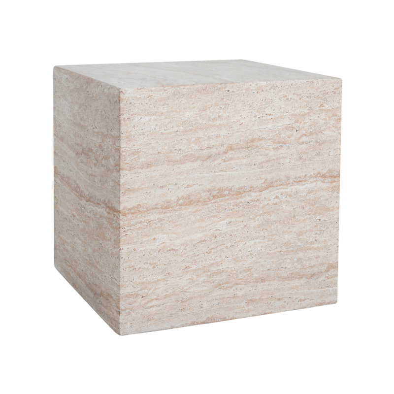 Outdoor/Indoor Square Travertine Lightweight Concrete Side Table(Only Including Table)