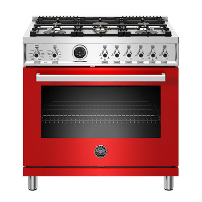 Professional Series 36"" 5.7 cu. ft. Freestanding Dual Fuel Ranges -  Bertazzoni, PROF366DFSROT