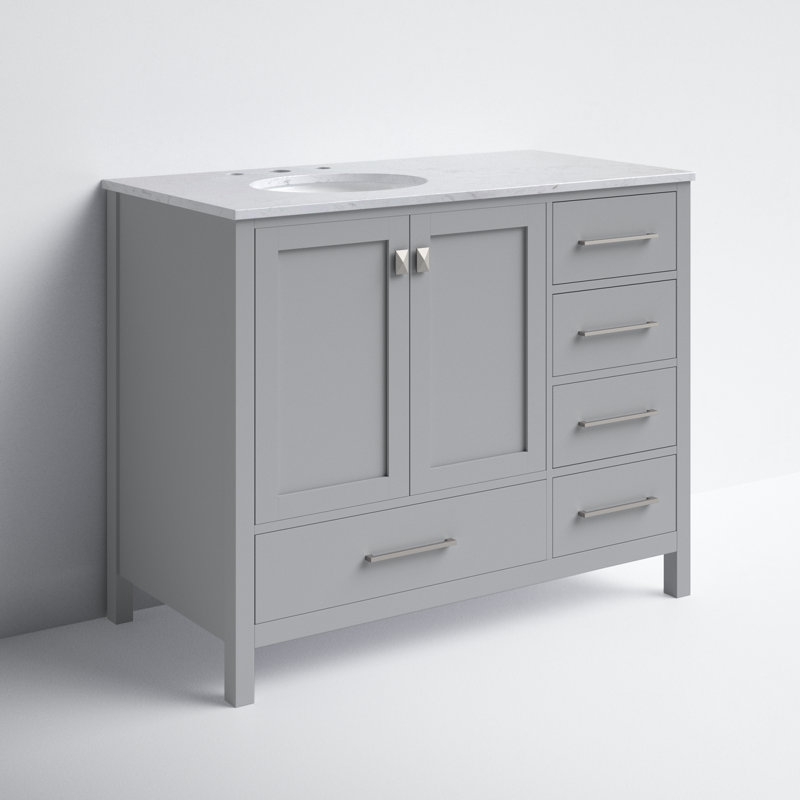 Meuble-lavabo simple 42 po avec plateau en marbre Hines, Gris