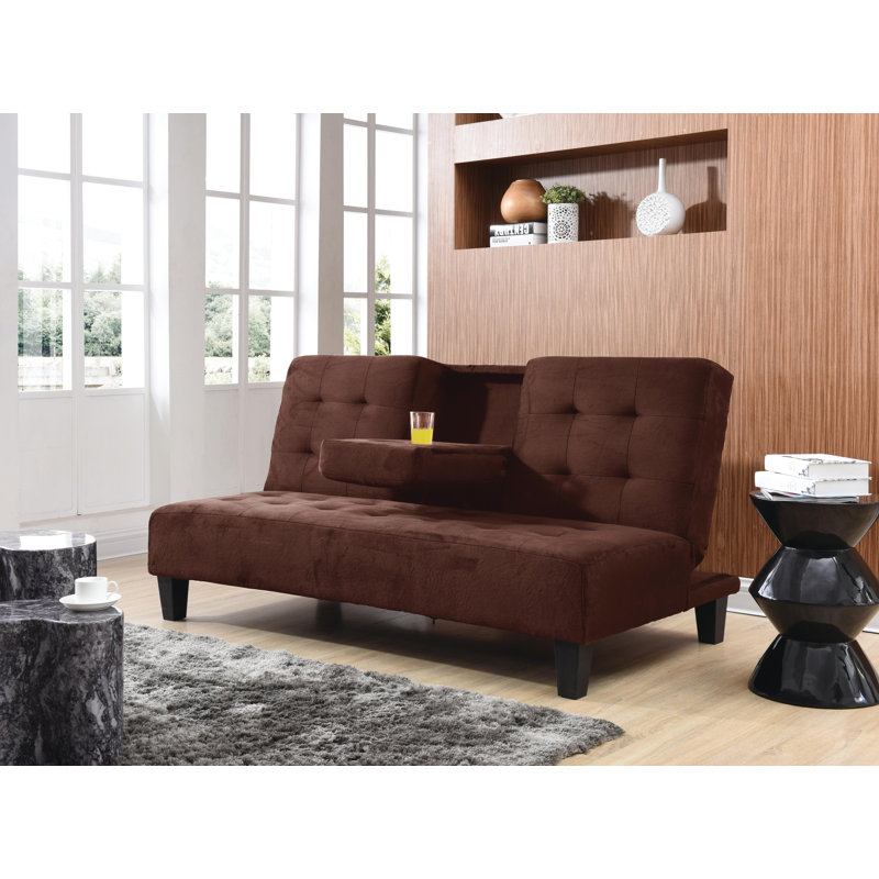 Breitkoff Twin 71'' Upholstered Convertible Sofa, Brown Polyester Blend