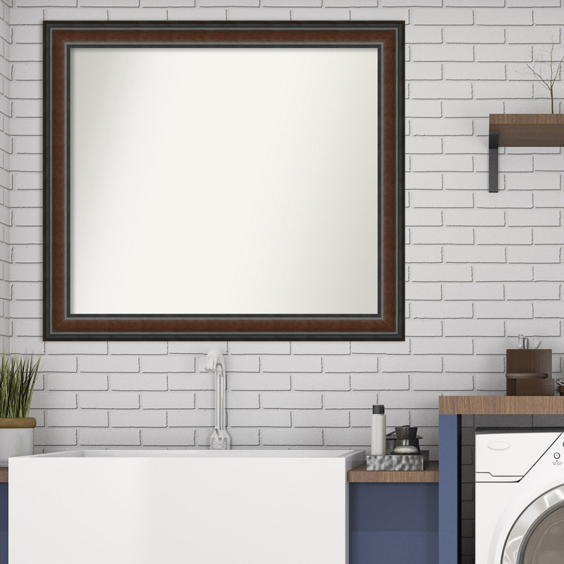 Halcott Solid Wood Rectangle Wall Mirror, 35" H x 31" W